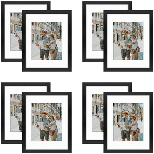 11x14 MDF Frame 0.71 Inch for 8x10 Picture With White Mat- Pack of 8