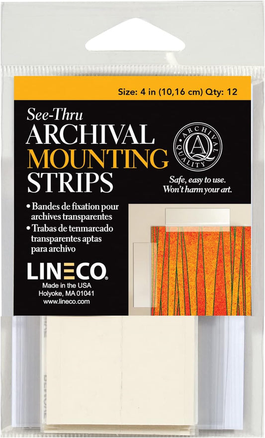 Lineco See-Thru Polyester Mounting Strips, 4 inches, Pack of 12