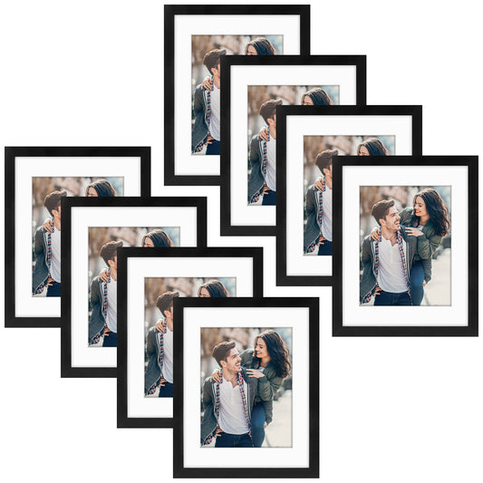 11x14 Certificate MDF Frame 0.87 Inch for 8.5x11 Picture with White Mat- Pack of 8