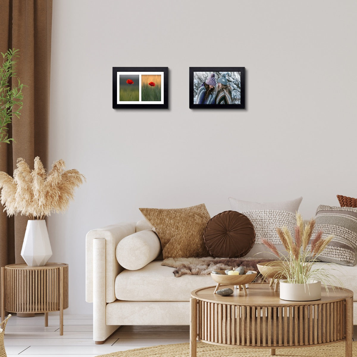 8.5x11 Wood Frame For 2-5x7 Photos with Mat and Real Glass (10 Pack) Golden State Art