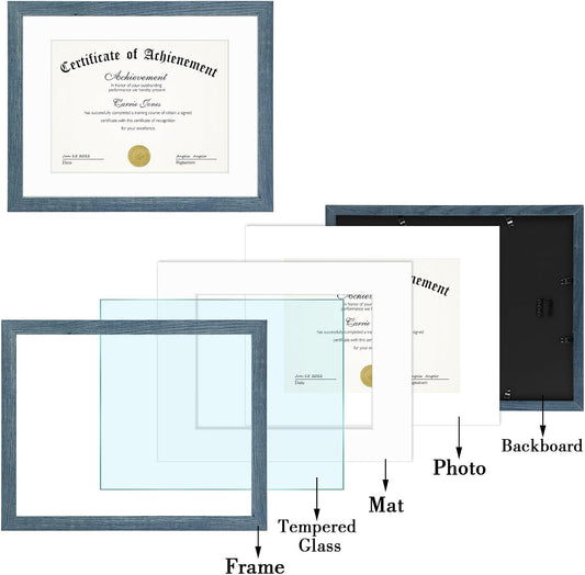 11x14 Certificate MDF Frame 0.71 Inch for 8.5x11 Picture - Pack of 12