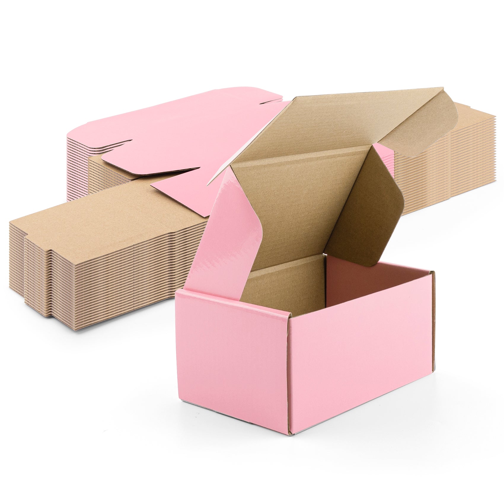 Pink Shipping Boxes For Small Business - 8x5.5x1.6 Inches, Pack Of 12, Corrugated Cardboard