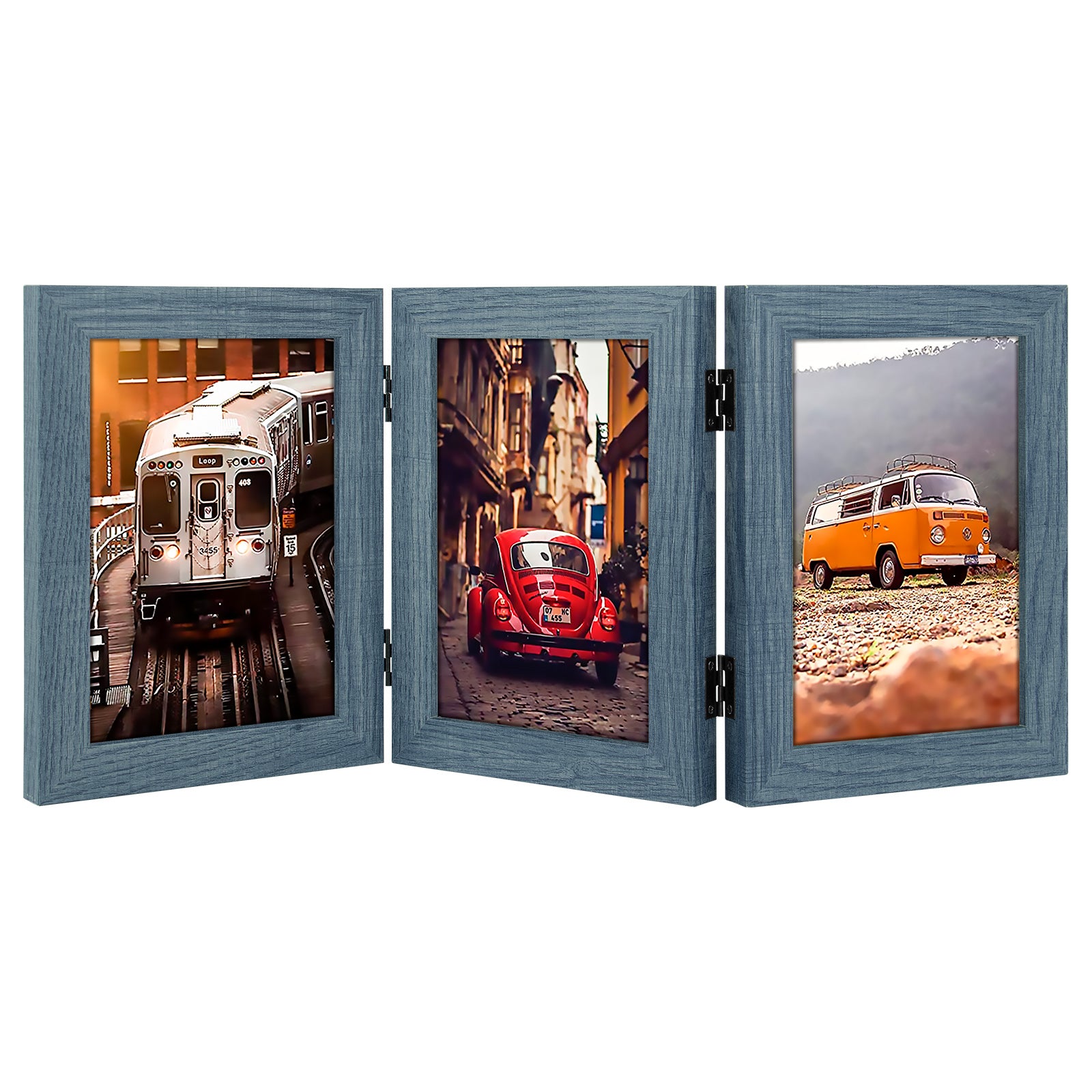Hinged Frames Displays 3 Photos with Real Glass (8 Pack) Picture Frame Golden State Art
