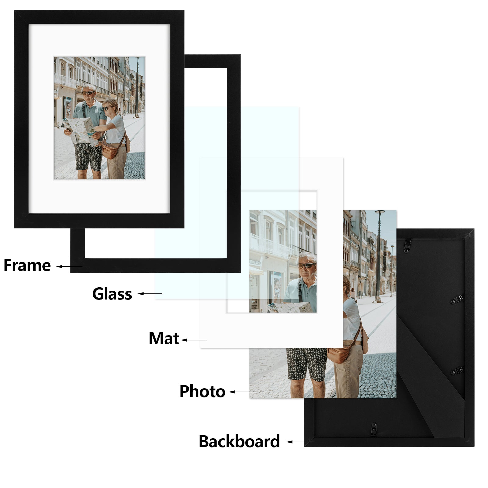 Golden State Art Modern 9x12 & 16x24 Picture Frames with Golden Gate Bridge Wall Art & Removable Mat