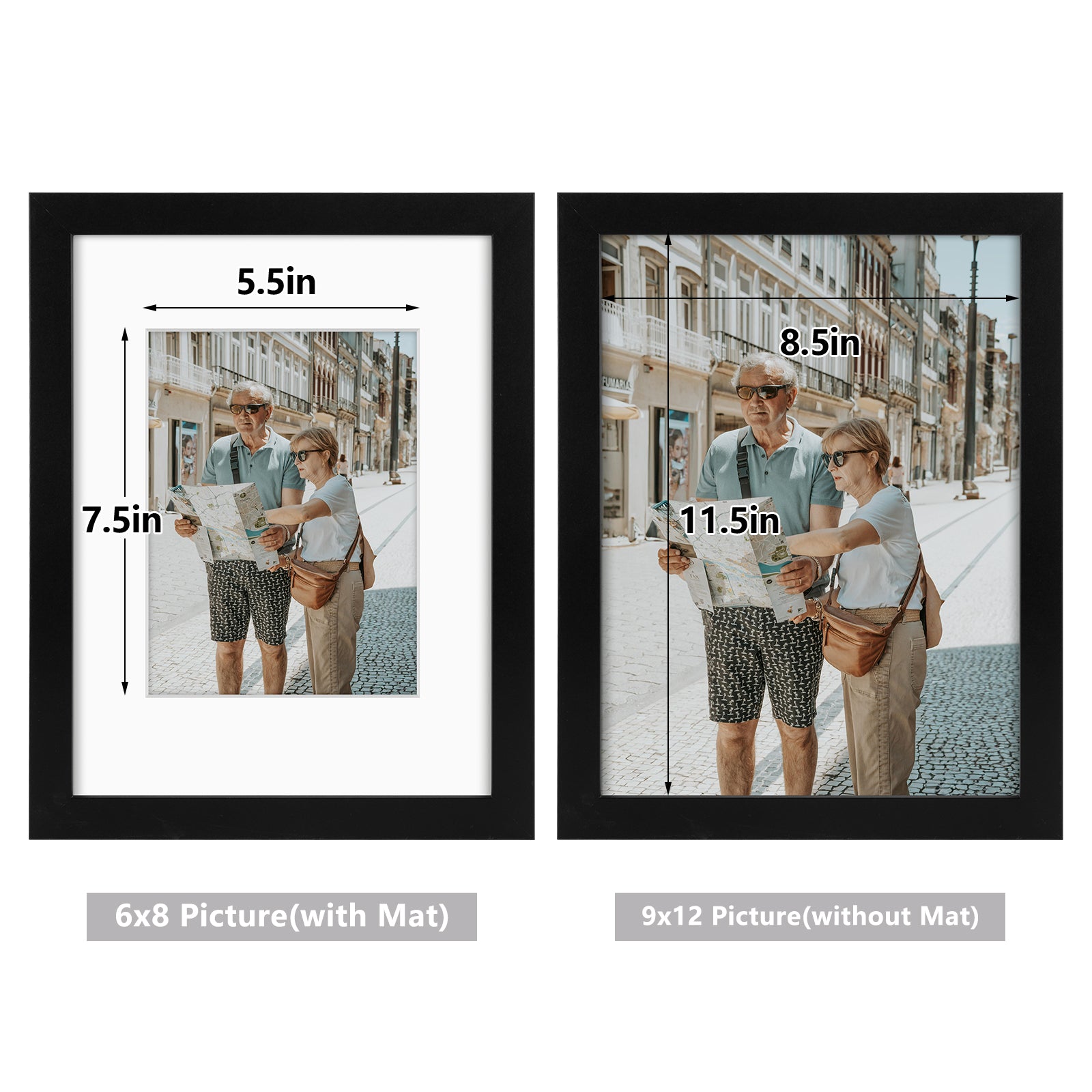 Golden State Art Modern 9x12 & 16x24 Picture Frames with Golden Gate Bridge Wall Art & Removable Mat