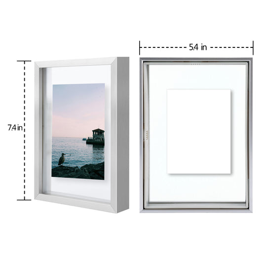 Clearance 5x7 Floating Frame - Silver Aluminum Picture Frame with Real Glass for Wall or Tabletop Decoration -Pack Of 12