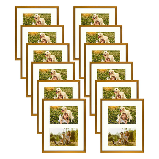 Aluminum Collage Picture Frame with 2 Openings Ivory Mat 1.02 inches Thickness