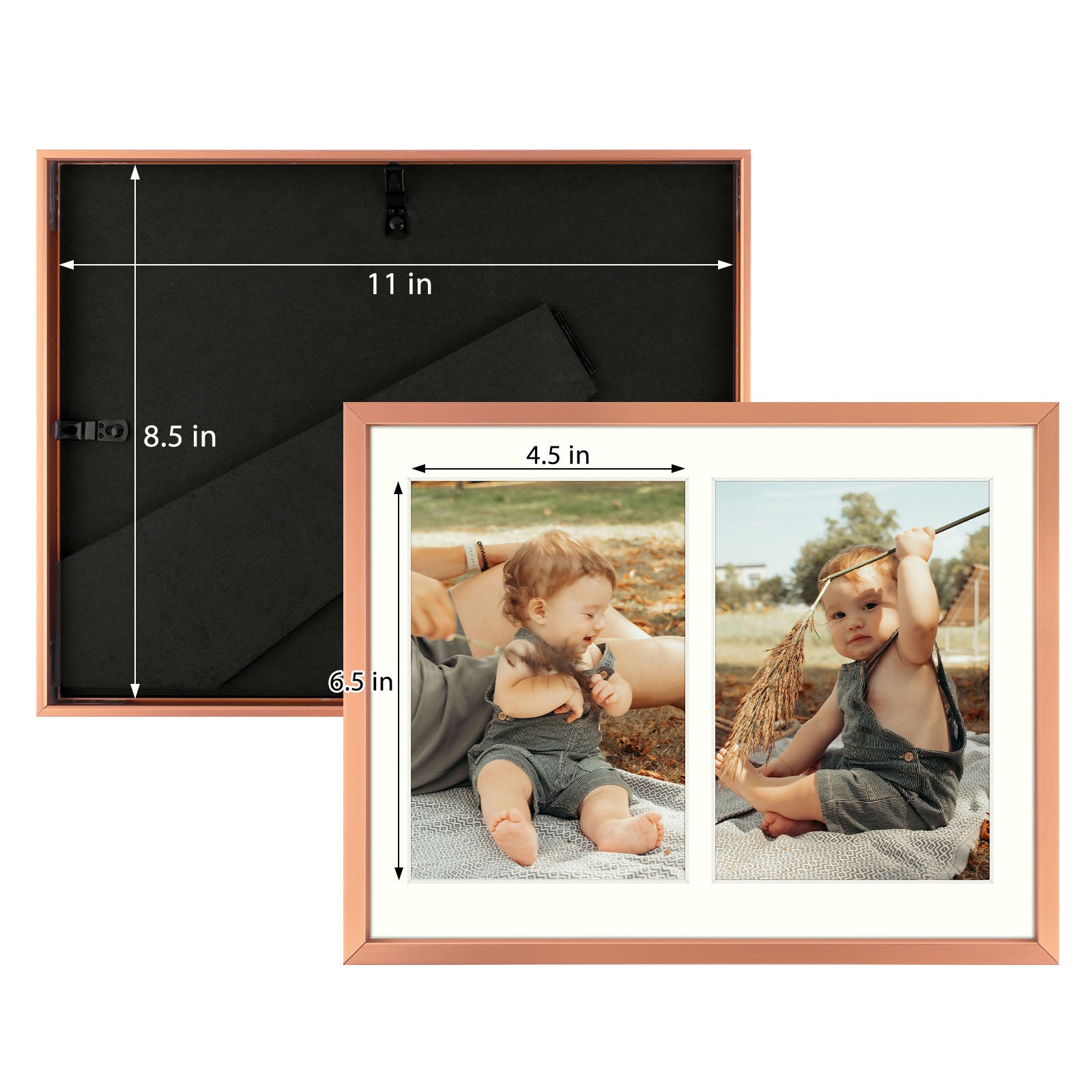 8 Pack/8.5x11 Matted to 5x7/Rose Gold