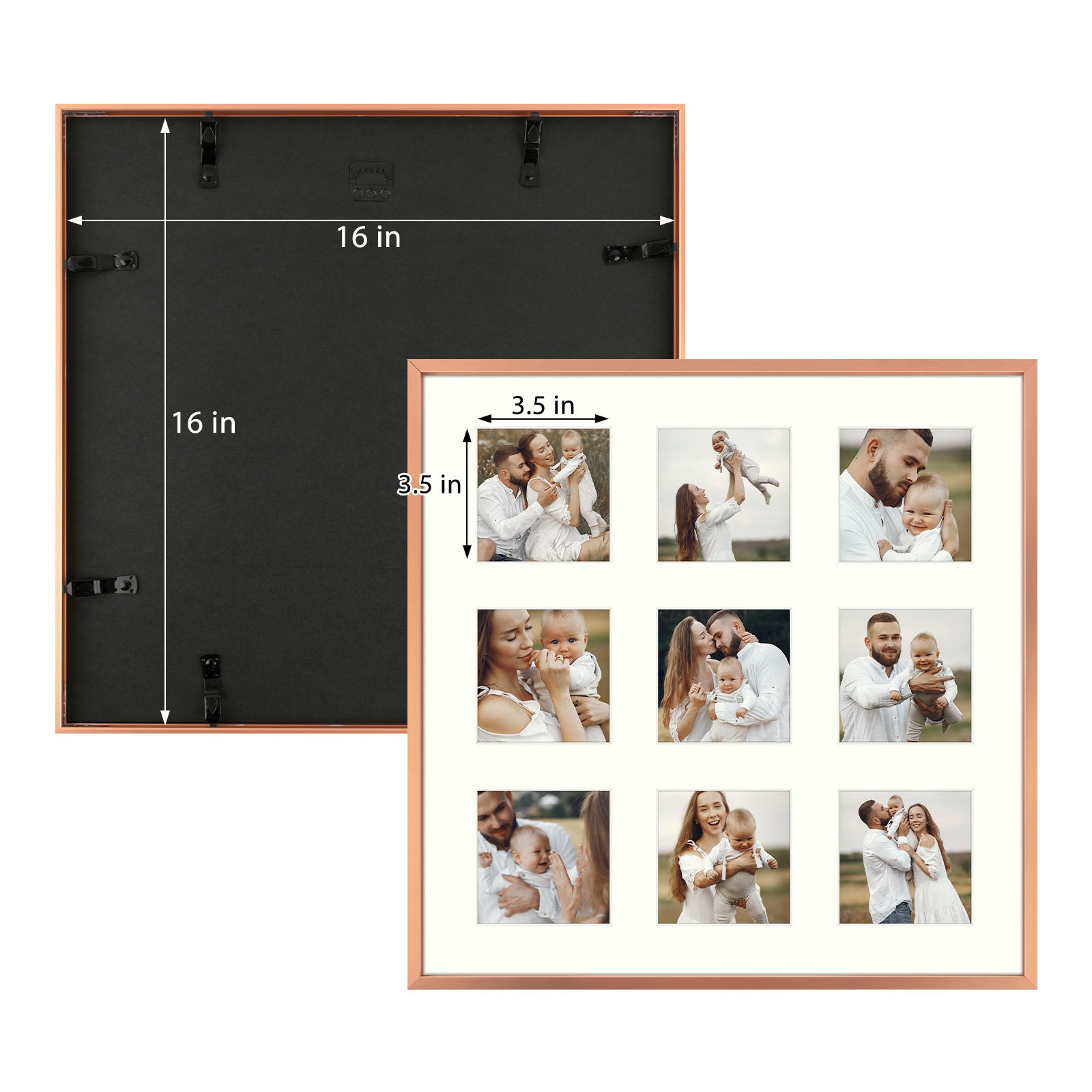 6 Pack/16x16 Matted to 4x4/Rose Gold