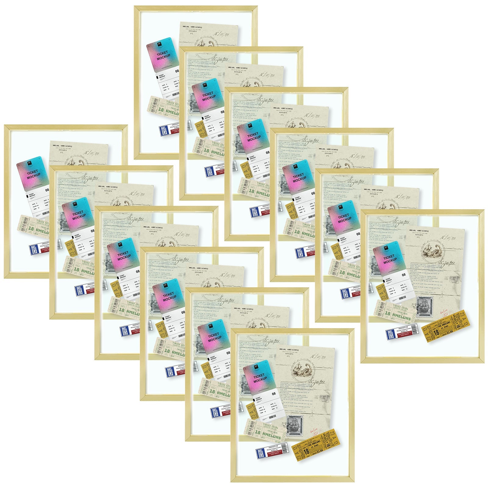 Aluminum Picture Frames Floating Frame, Clear Glass Displays for Wall or Table Top Decoration Picture Frame Golden State Art