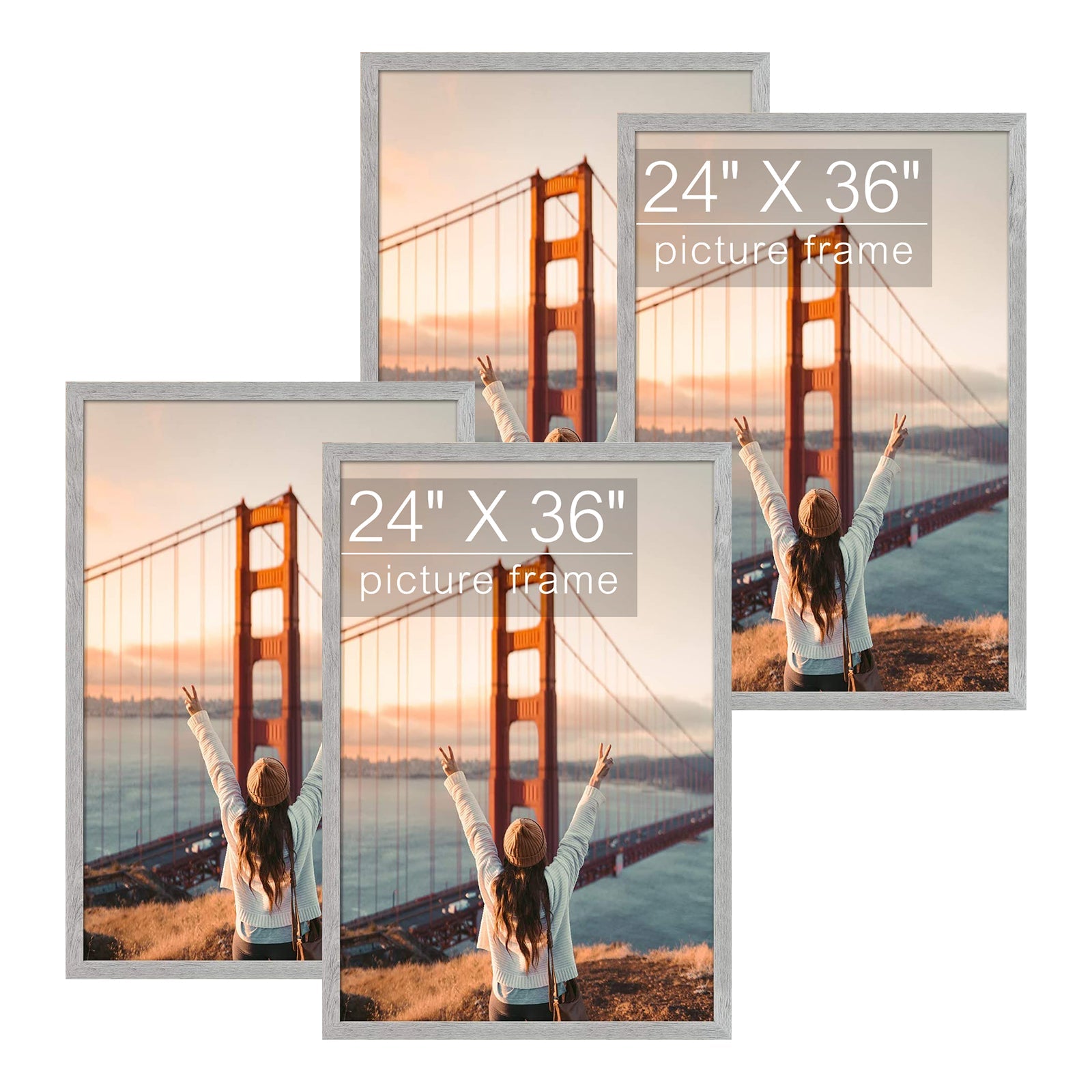 24X36 Poster Frame with Acrylic Glass (4 Pack) Grey Picture Frame GSA