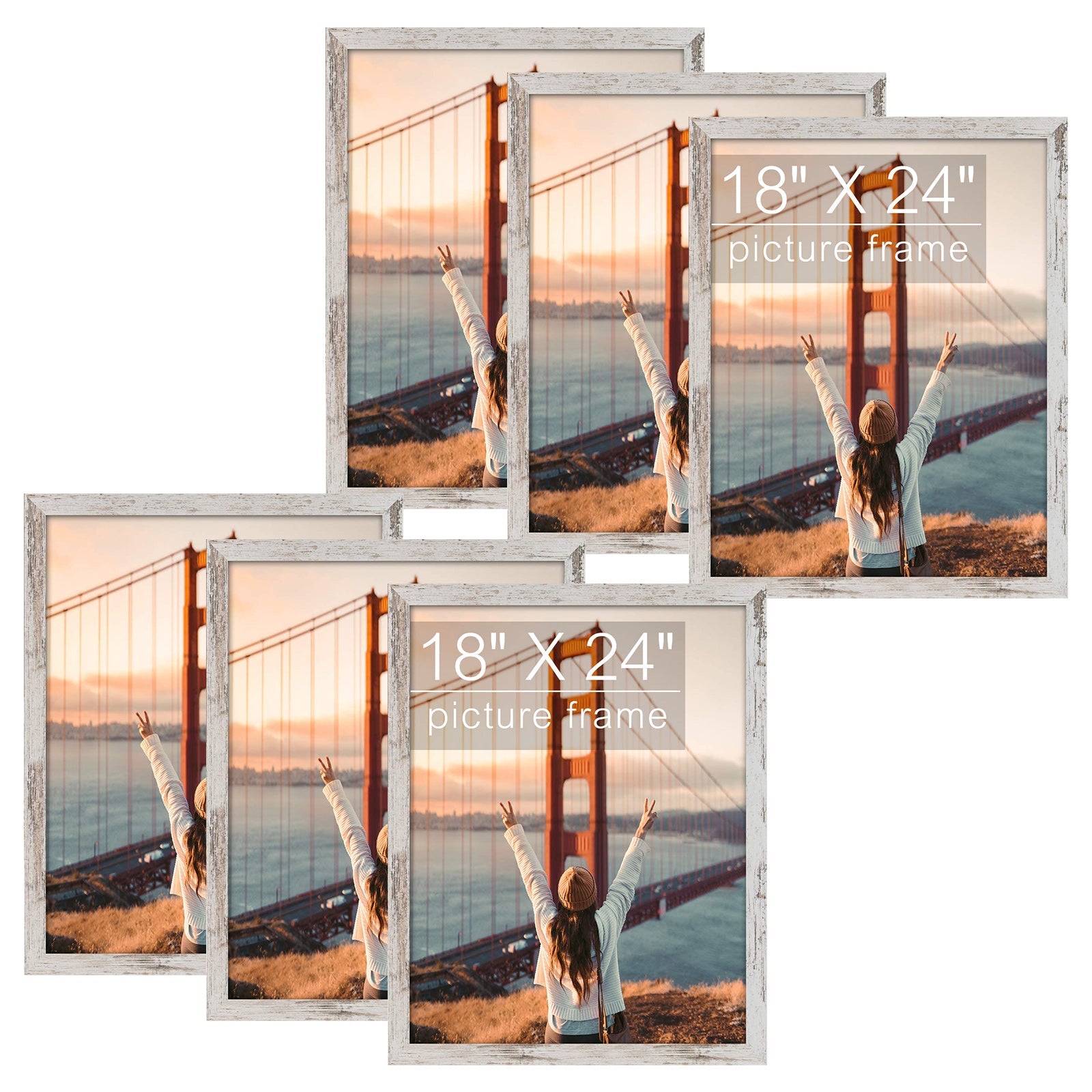 Poster Frame with Acrylic Glass (6 Pack) 18X24 White Picture Frame GSA