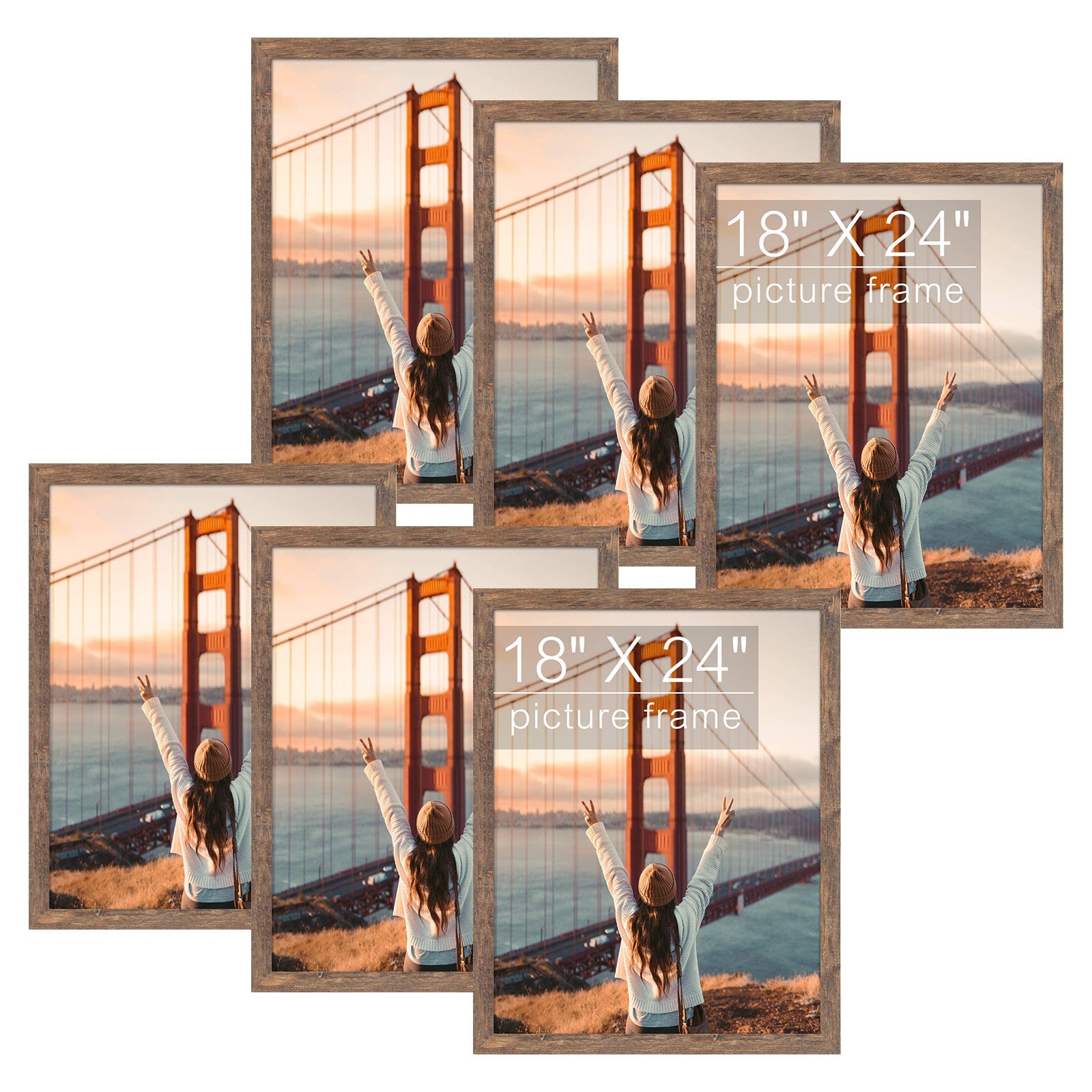 Poster Frame with Acrylic Glass (6 Pack) 18X24 Brown Picture Frame GSA