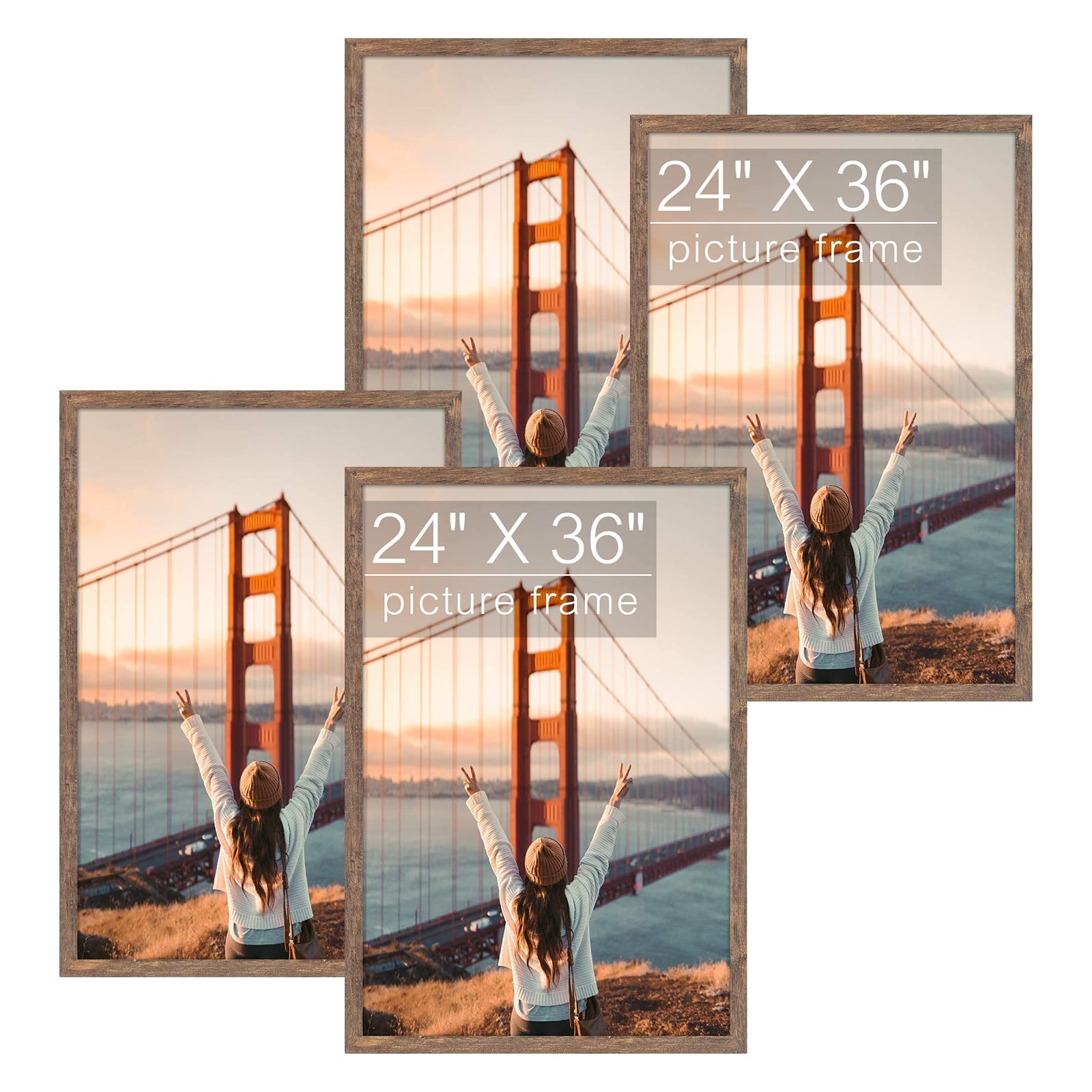 24X36 Poster Frame with Acrylic Glass (4 Pack) Brown Picture Frame GSA