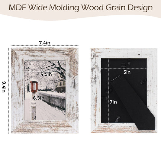 Clearance Retro Brown and Distressed White Picture Frame with Real Glass