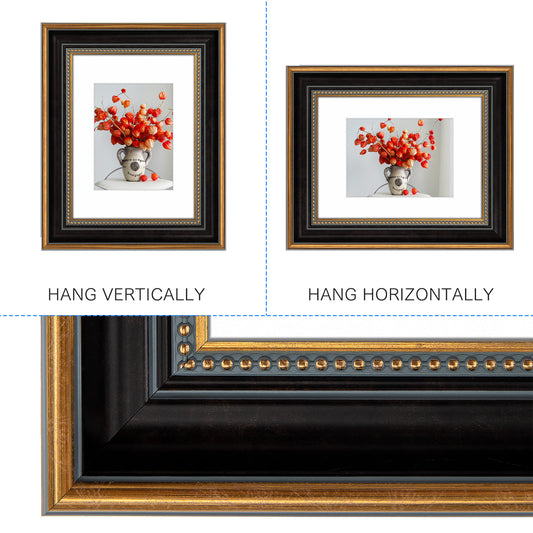 Ornate Picture Frame with White Mat and Real Glass