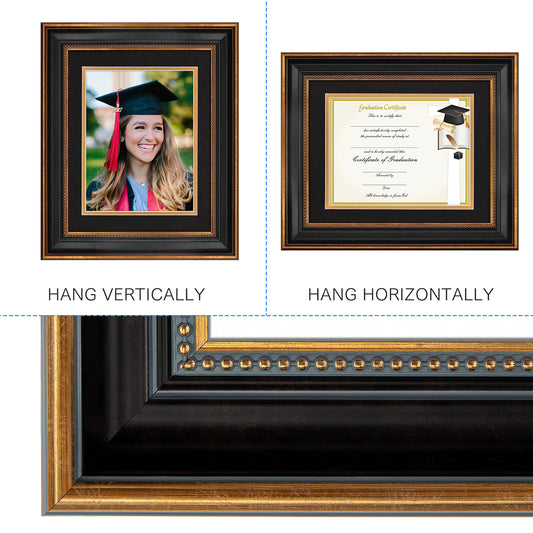 11x14 Diploma Frame for 8.5x11 Certificate/Degree, Ornate Gold/Black Color, Pack of 10