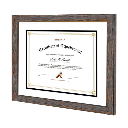 Clearance 11x14 Picture Frame For 8.5x11 Certificate/Document With White Over Black Double Mat-Pack Of 10