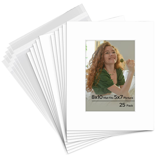 01 - 8x10 Pre-cut Matboard with Whitecore 4-PLY 5x7 White #501
