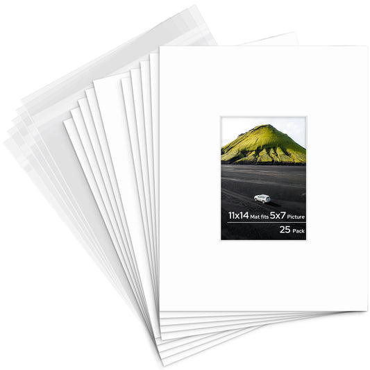 11x14 Pre-cut 8-PLY Mat with Whitecore with Backing Board and Clear Bag
