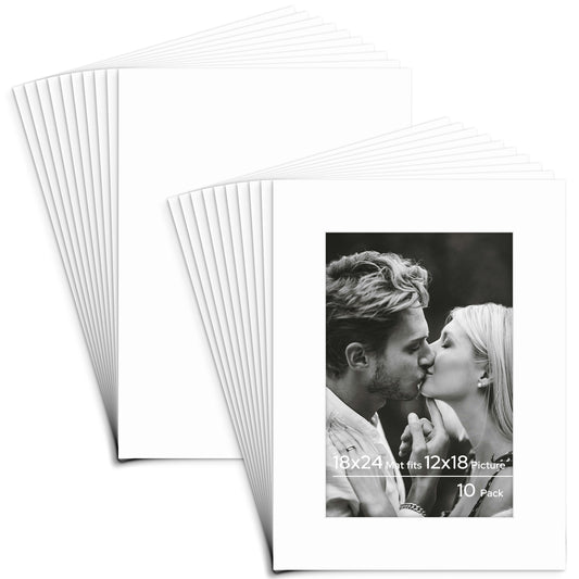 Pack of 10, 18x24 Custom Cut White Conservation Archival Mat with Whitecore with Conservation Backing Board
