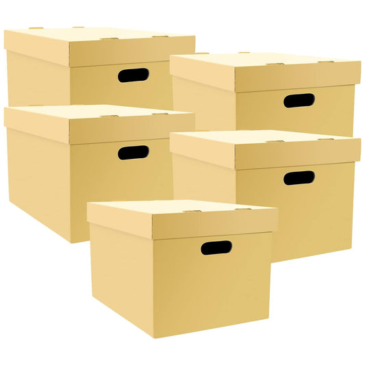 Ready-To-Assemble (RTA) Corrugated Archival Storage Cartons, Pack of 5