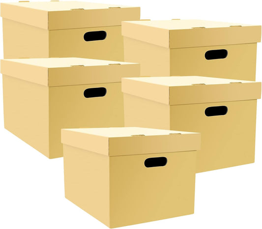 Ready-To-Assemble (RTA) Corrugated Archival Storage Cartons,  Pack of 5