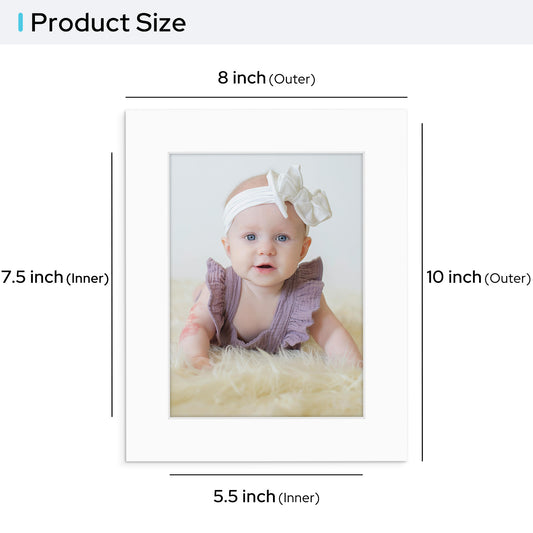 Pack of 25, 8x10 Custom Cut Mat with Whitecore 4-PLY Bulk Pack