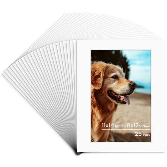 Pack of 25, 11x14 Custom Cut Mat with Whitecore 4-PLY Bulk Pack