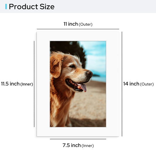 Pack of 25, 11x14 Custom Cut Mat with Whitecore 4-PLY Bulk Pack