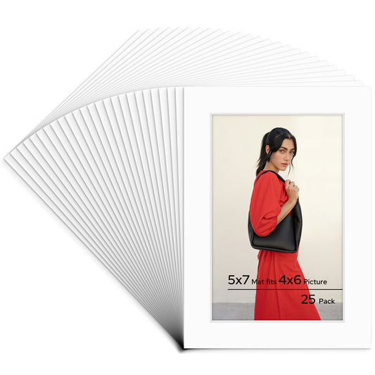 5x7 Pre-cut Mat with Whitecore fits 4x6 Picture Bulk Pack