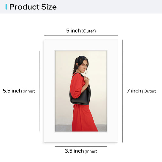 5x7 Pre-cut Mat with Whitecore fits 4x6 Picture Bulk Pack