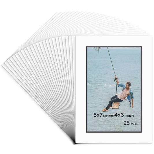 5x7 Pre-cut Mat with Blackcore fits 4x6 Picture Bulk Pack
