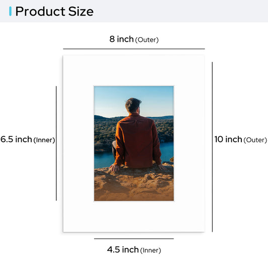 8x10 Pre-cut Mat with Whitecore 4-PLY Bulk Pack