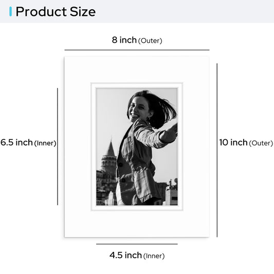 8x10 Pre-cut Double Mat with Whitecore fits 5x7 Picture Bulk Pack