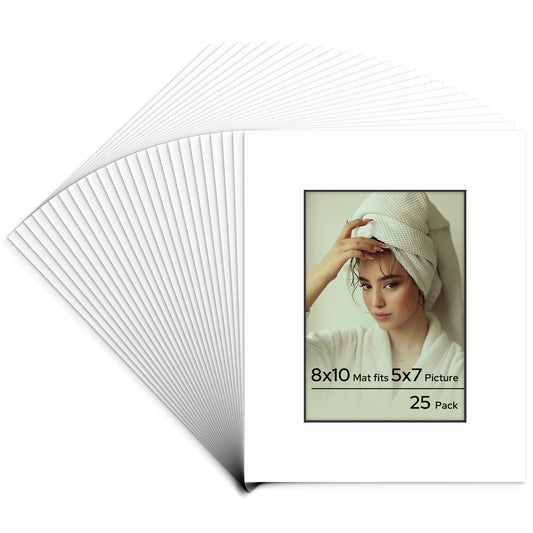 8x10 Pre-cut Mat with Blackcore fits 5x7 Picture Bulk Pack