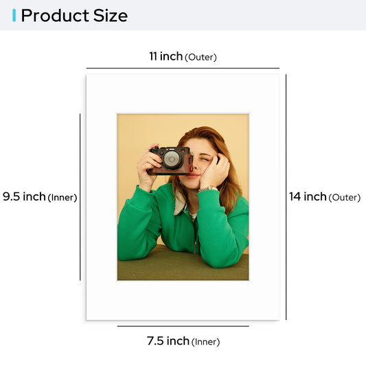 11x14 Pre-cut Mat with Whitecore 4-PLY Bulk Pack