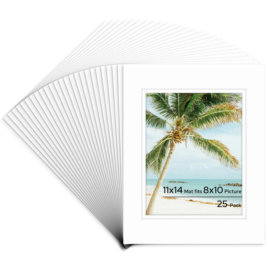 11x14 Pre-cut Double Mat for 8x10 Picture with Whitecore Bulk Pack