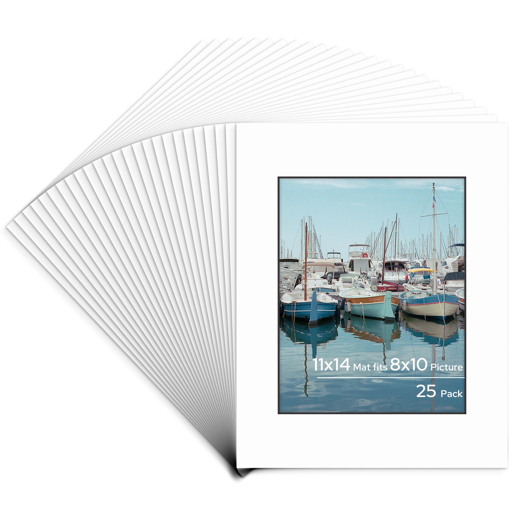 Golden State Art 50-Pack Uncut Black Photo Mat Board - 11x14 Inch White Core Mats For Framing & Crafts