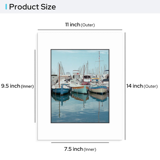 11x14 Pre-cut Mat with Blackcore fits 8x10 Picture Bulk Pack