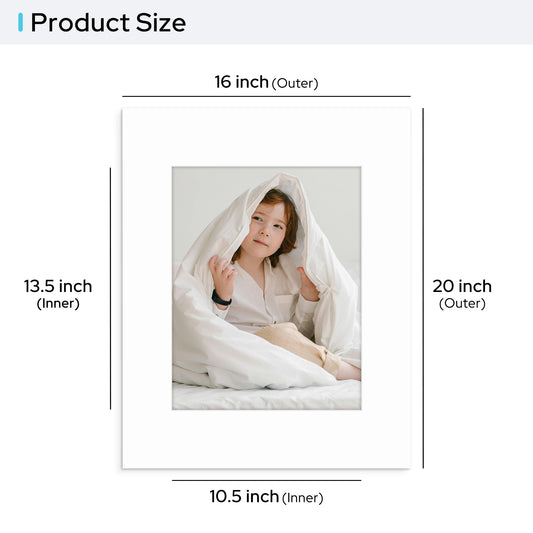16x20 Pre-cut Mat with Whitecore Bulk Pack