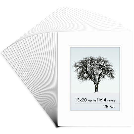 16x20 Pre-cut Double Mat with Whitecore fits 11x14 Picture Bulk Pack