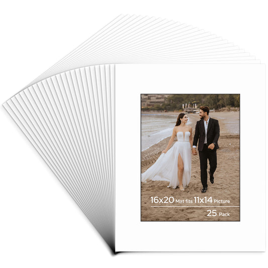 16x20 Pre-cut Mat with Blackcore fits 11x14 Picture Bulk Pack
