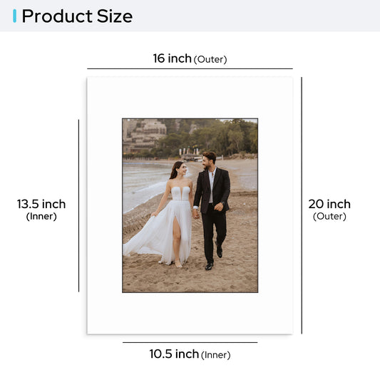 16x20 Pre-cut Mat with Blackcore fits 11x14 Picture Bulk Pack