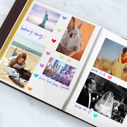 Self-Adhesive, Dust-Free, air-Free, Glue Free and Waterproof Album, DIY Family Photo Album Holds 3x5, 4x6, 5x7, 6x8, 8x10 Photos (Leather Embossed Cover - Black)-Pick Up in Store Only