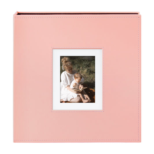 Magnetic Self-Stick Page Photo Album, Self Adhesive Leather Cover Albums Holds 3x5, 4x6, 5x7, 6x8, 8x10 Photos-13 x 13.2 Inch (Pink 40 Pages)-Pick Up in Store Only