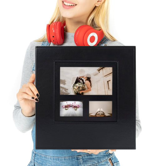 13x13.2 Inch Large Self-Stick Page Photo Album, Self Adhesive Leather Cover Albums Holds 3x5, 4x6, 5x7, 6x8, 8x10 8.5x11 Magnetic Photos Album (Black)-Pick Up in Store Only