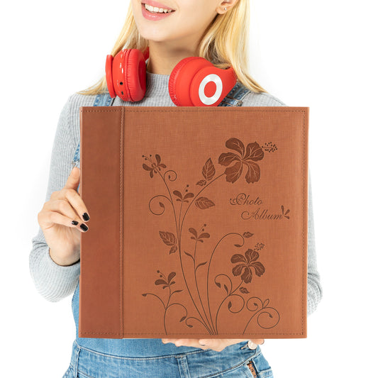 13x13.2 Inch Large Self-Stick Page Photo Album, Self Adhesive Leather Cover Albums Holds 3x5, 4x6, 5x7, 6x8, 8x10 8.5x11 Magnetic Photos Album- Faux Leather-Pick Up in Store Only