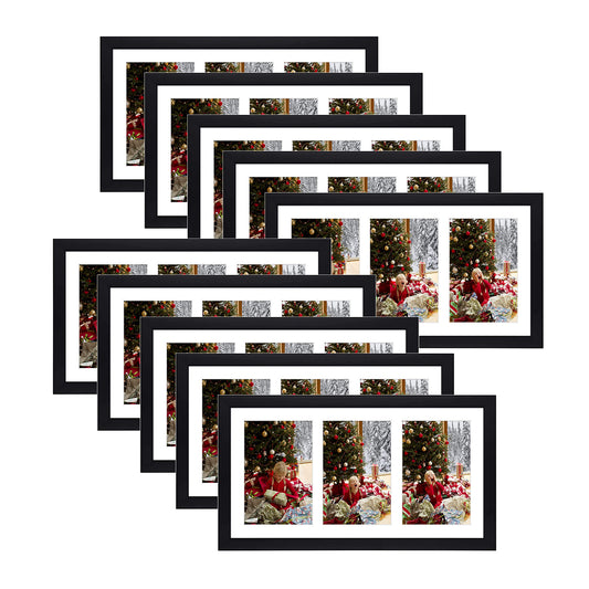 8.5x16.3 Collage Wood Frame 0.84 Inch for Three 5x7 Picture - Pack of 10