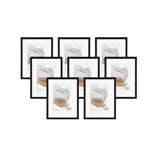 12x16 Wood Frame 0.84 Inch with White Mat for 8x12 Picture - Pack of 8